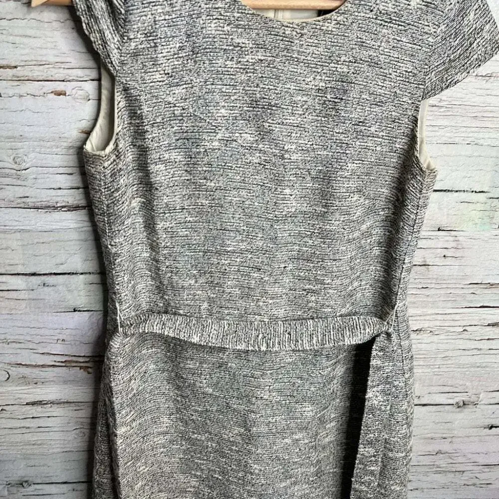 J. CREW Belted Dress Black  White Tweed gray size 0